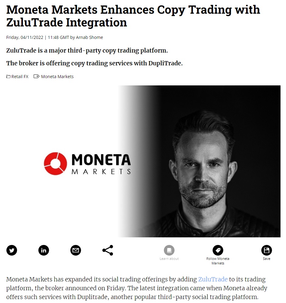 Moneta Markets Enhances Copy Trading with ZuluTrade Integration | financemagnates.com