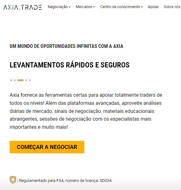  Levantamentos Rápidos e Seguros na Axia Trade