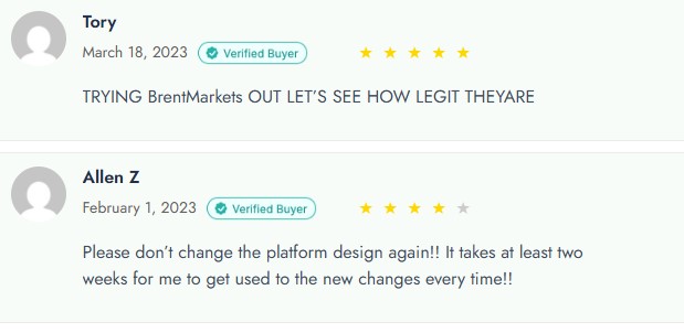 User Reviews on BrentMarkets