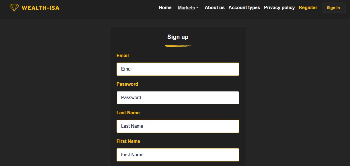 WEALTH-ISA Registration Page